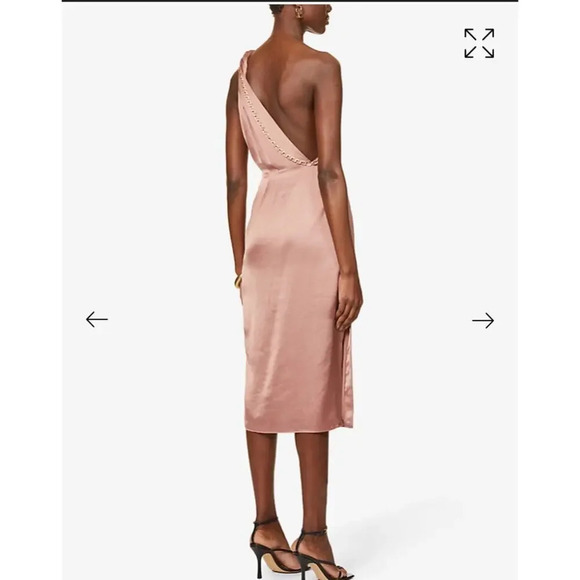 REISS Adaline One-shoulder draped satin dress - Picture 7 of 14